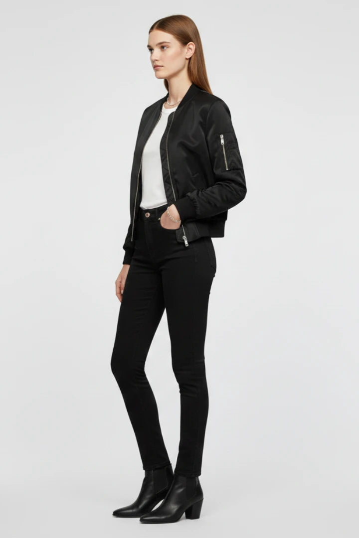 Driftly | Bomber Jacket Women's Zipper Closure Ribbed Details - product photo 5