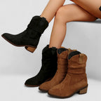 Brown zipper ankle boots with arch support, top view