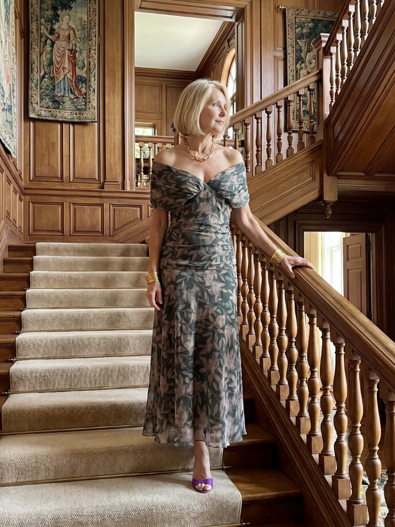 Driftly | Dress Women's Off-Shoulder Draped Midi - product photo 17