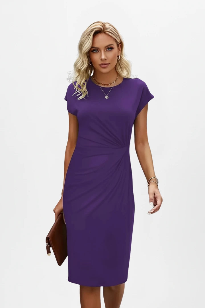 Driftly | Dress Women's Round Neck Ruched Knee-Length - product photo 8