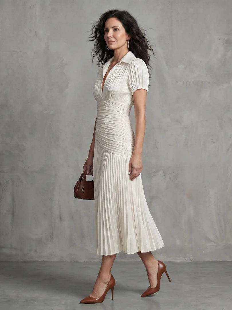 Driftly | Dress Women's Stripe Pleated Midi - product photo 16