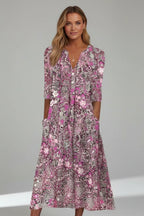 Driftly | Dress Women's V-Neck Three-Quarter Sleeve Midi - product photo 4