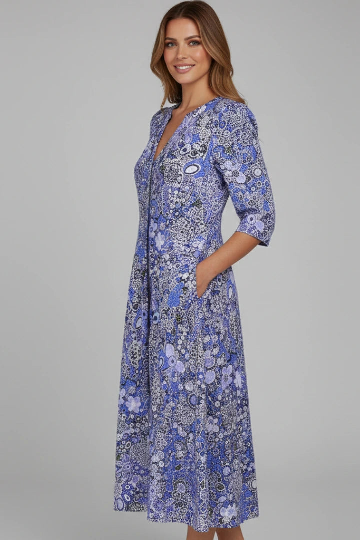 Driftly | Dress Women's V-Neck Three-Quarter Sleeve Midi - product photo 5