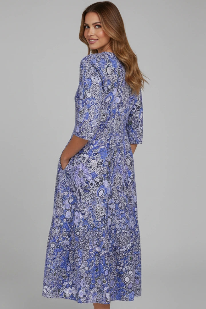 Driftly | Dress Women's V-Neck Three-Quarter Sleeve Midi - product photo 7