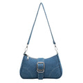 Women's Buckle Two-Way Shoulder Handbag in Blue – back view | Driftly UK
