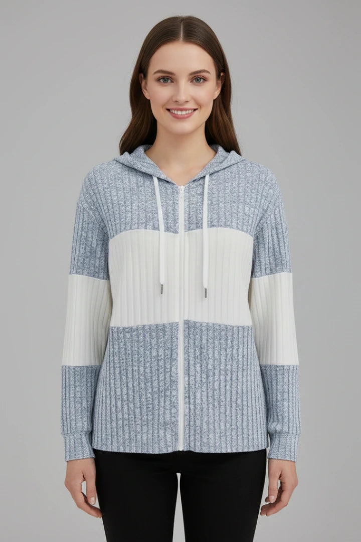 Driftly | Jacket Women's Hooded Zipper Ribbed - product photo 2