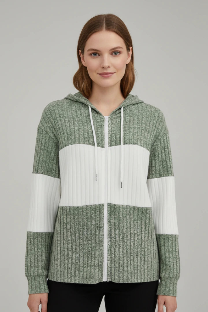 Driftly | Jacket Women's Hooded Zipper Ribbed - product photo 7