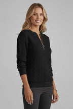 Driftly | Jumper Women's Cable Knit Zip Neck - product photo 4