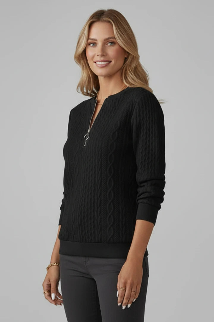 Driftly | Jumper Women's Cable Knit Zip Neck - product photo 5