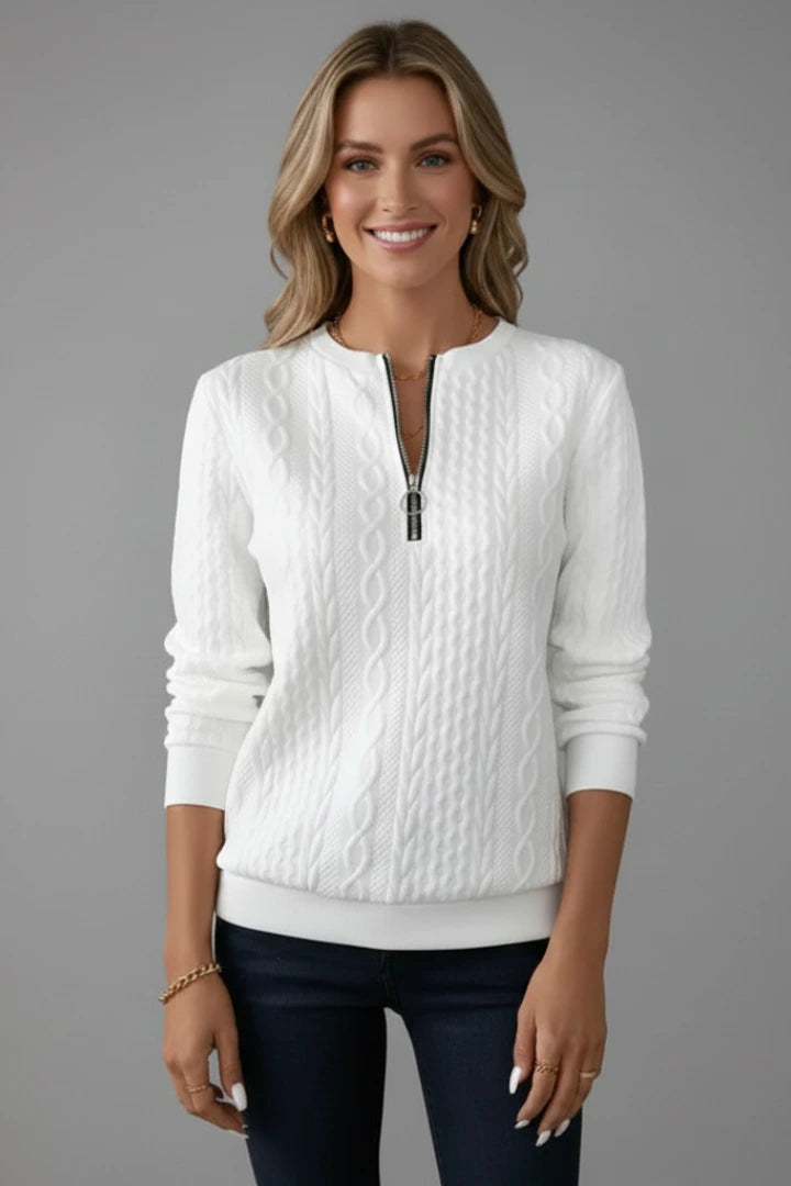 Driftly | Jumper Women's Cable Knit Zip Neck - product photo 6