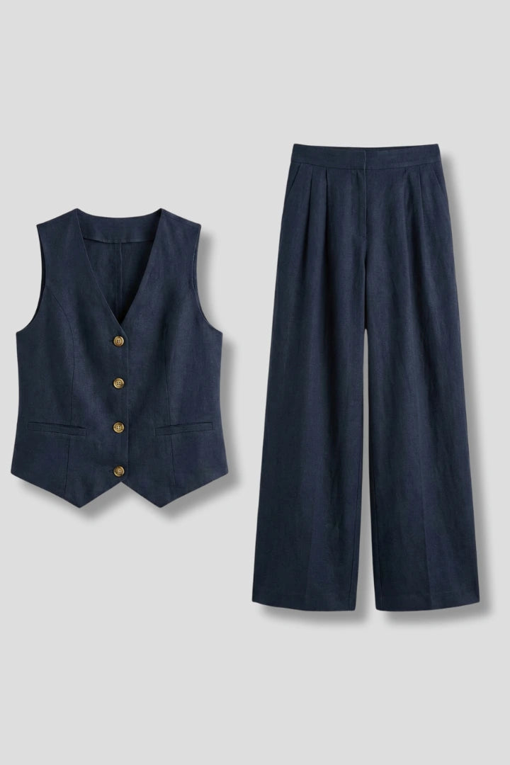 Driftly | Jumpsuit Women's V-Neck Waistcoat Wide Leg - product photo 1