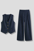 Driftly | Jumpsuit Women's V-Neck Waistcoat Wide Leg - product photo 1