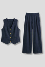 Driftly | Jumpsuit Women's V-Neck Waistcoat Wide Leg - product photo 1