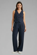 Driftly | Jumpsuit Women's V-Neck Waistcoat Wide Leg - product photo 2