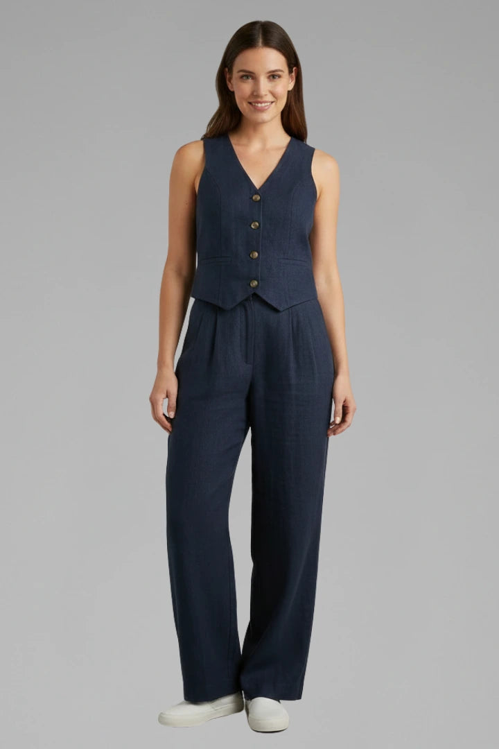 Driftly | Jumpsuit Women's V-Neck Waistcoat Wide Leg - product photo 2