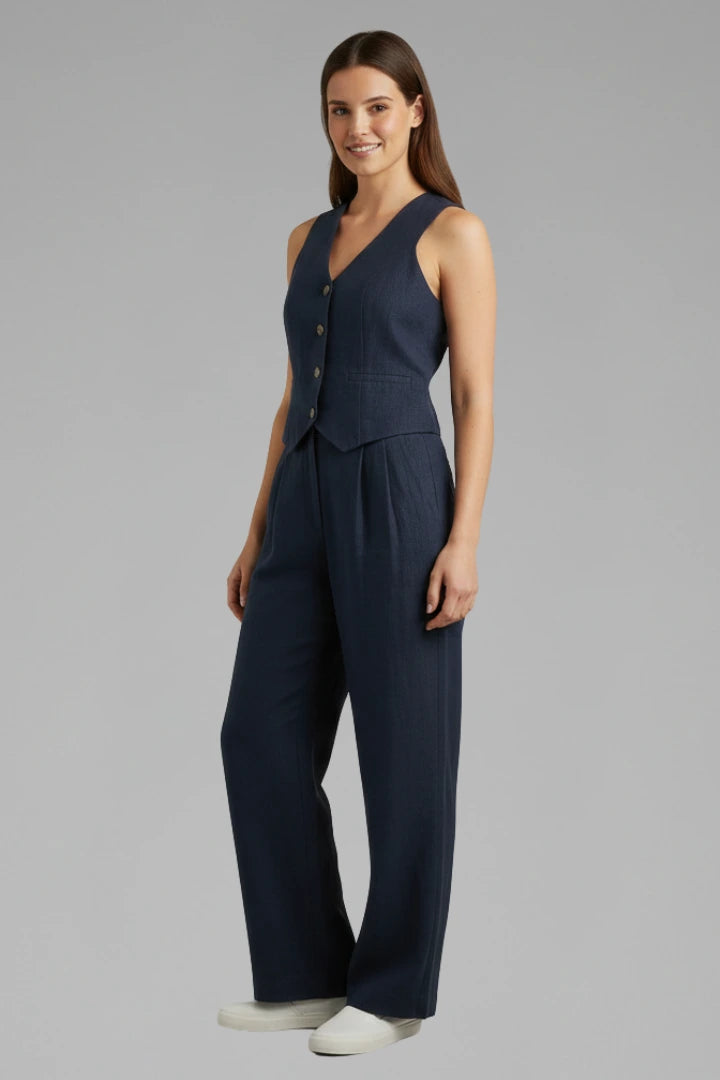 Driftly | Jumpsuit Women's V-Neck Waistcoat Wide Leg - product photo 4
