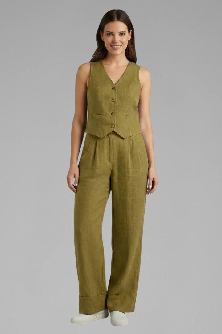 Driftly | Jumpsuit Women's V-Neck Waistcoat Wide Leg - product photo 6