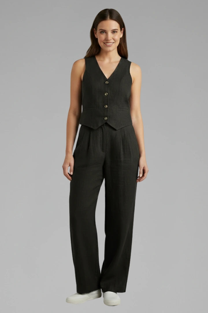 Driftly | Jumpsuit Women's V-Neck Waistcoat Wide Leg - product photo 9