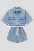 Driftly | Shorts Set Women's Denim Short-Sleeve Jacket - product photo 1