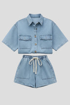 Driftly | Shorts Set Women's Denim Short-Sleeve Jacket - product photo 1