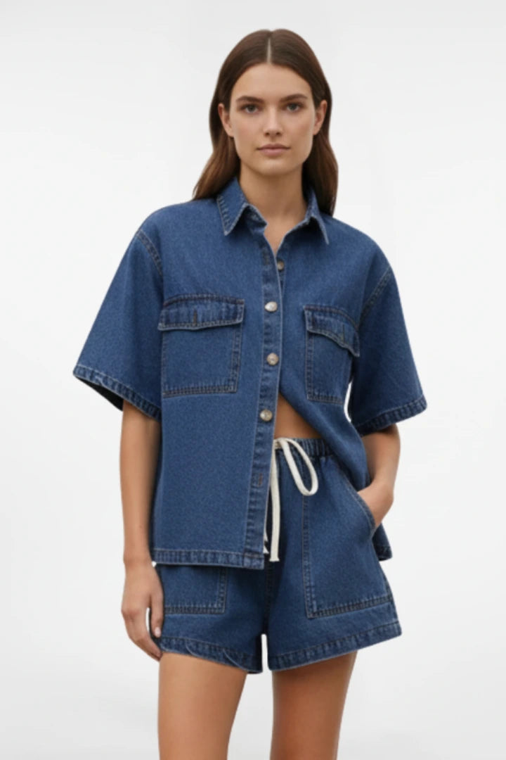 Driftly | Shorts Set Women's Denim Short-Sleeve Jacket - product photo 6