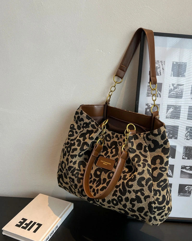 Driftly | Tote Bag Women's Leopard Print Large - product photo 1
