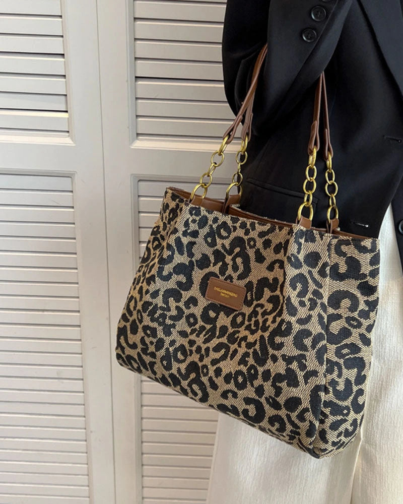 Driftly | Tote Bag Women's Leopard Print Large - product photo 5