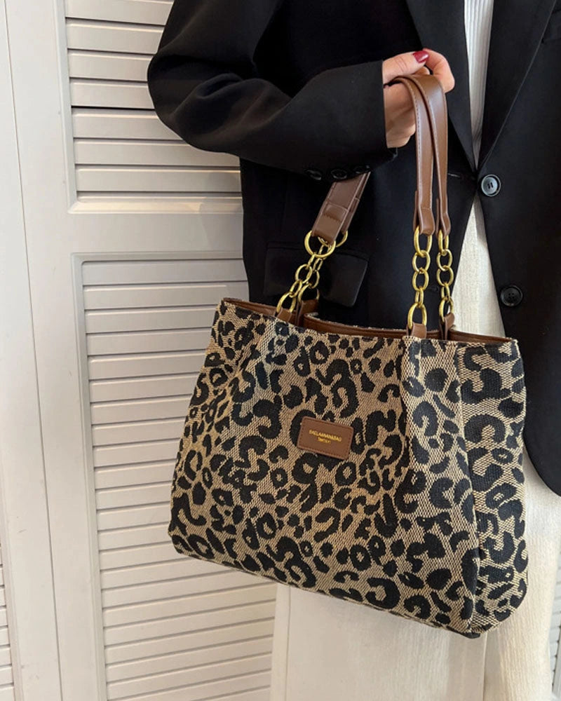 Driftly | Tote Bag Women's Leopard Print Large - product photo 6
