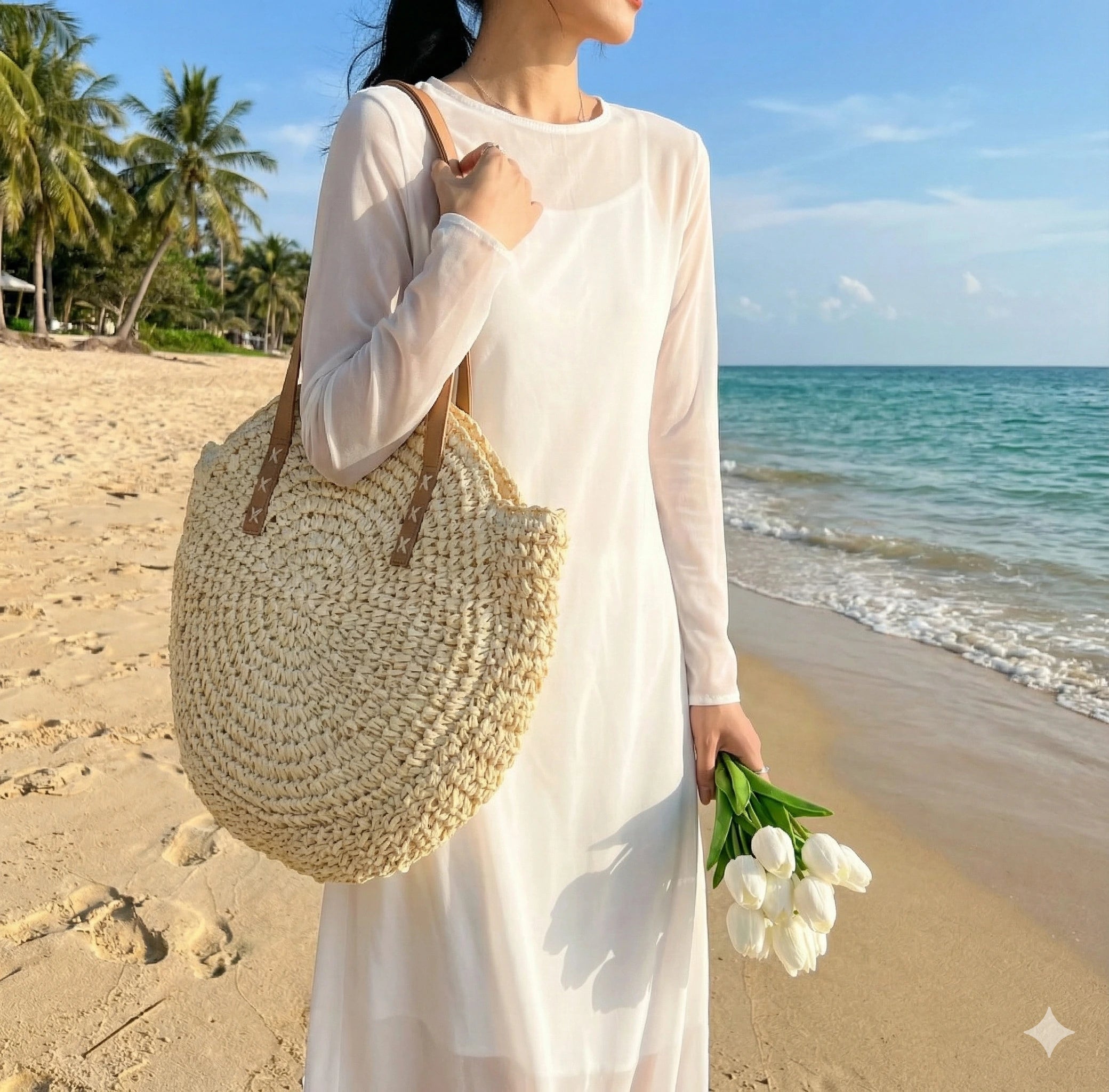 Driftly | Tote Bag Women's Woven Round Shoulder - product photo 5
