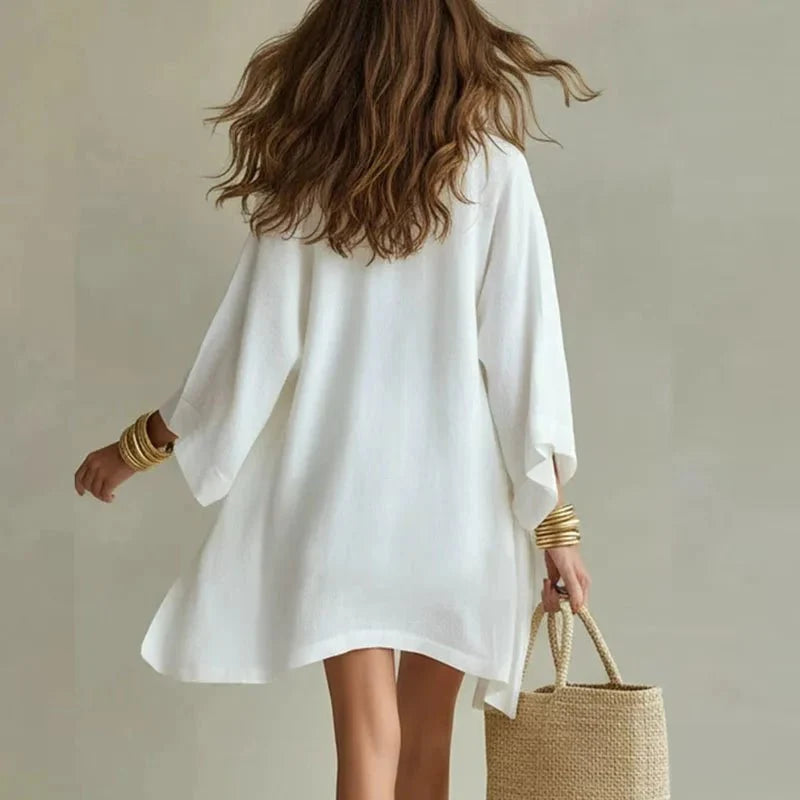 Driftly | Women's Three-Piece Set Top, Shorts & Overshirt – Cotton Linen Co-ord
