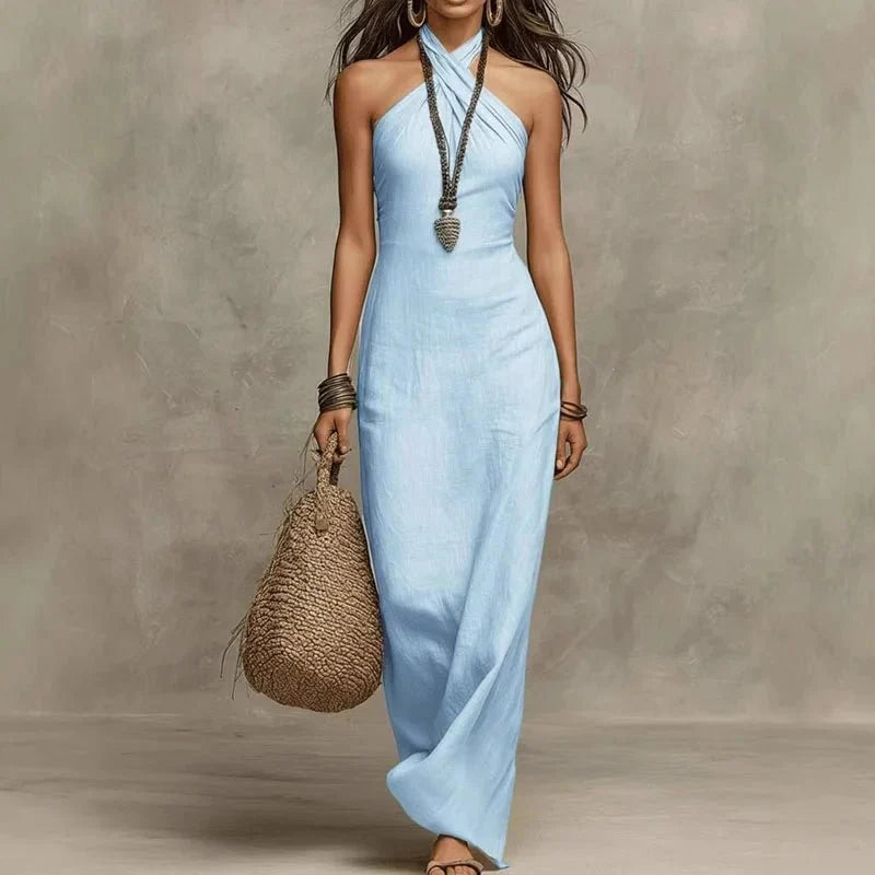 Driftly | Dress Women's Bohemian Halter Linen - Linen