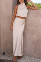 Driftly | Dress Women's Halter Maxi Satin