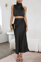 Driftly | Dress Women's Halter Maxi Satin