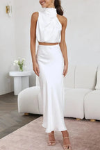 Driftly | Dress Women's Halter Maxi Satin