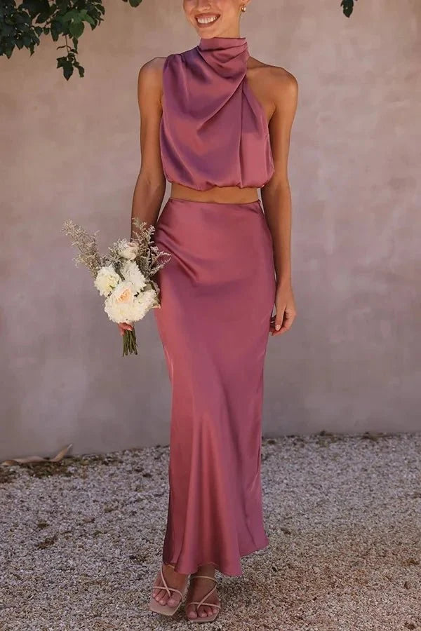 Driftly | Dress Women's Halter Maxi Satin